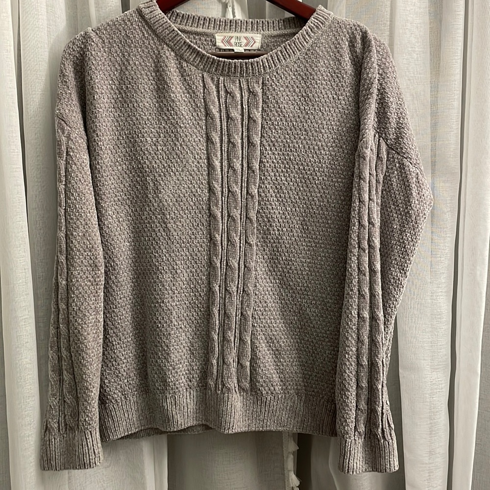 Pink Rose size Medium Cabled and Textured Knit Sweater